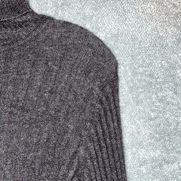 BCBG Maxazria Dress Womens Large Grey Wool Angora‎ Cashmere Turtleneck Ribbed - Picture 4 of 11